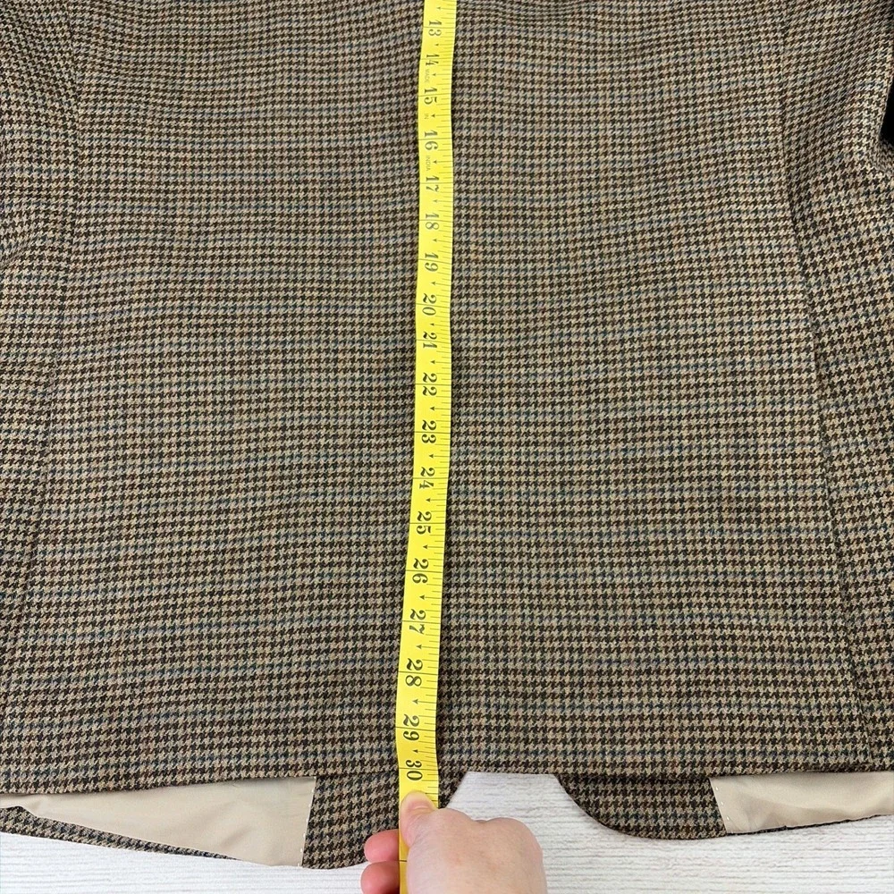 Tommy Hilfiger Men's 42R Brown Houndstooth Wool Blazer Coat Heritage Academia